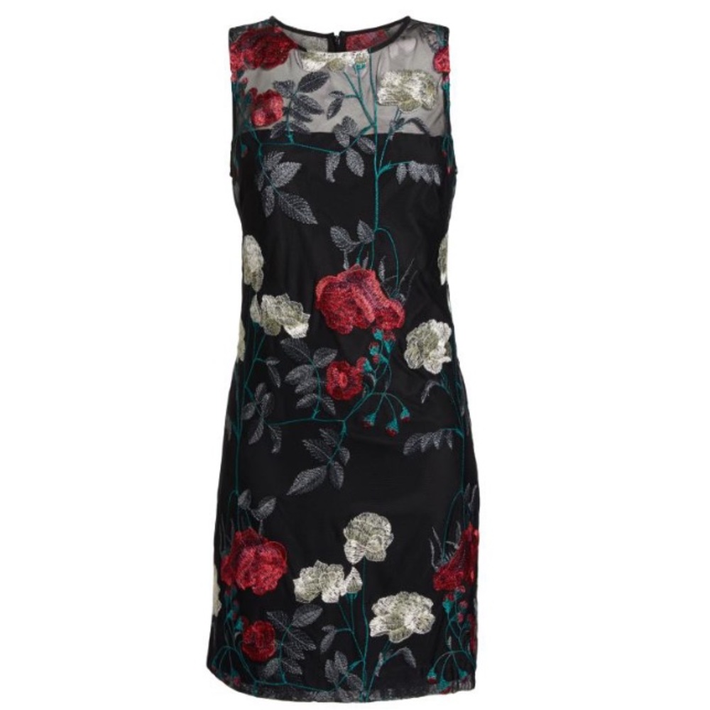 Vince Camuto Embroidered Mesh Sheath Dress